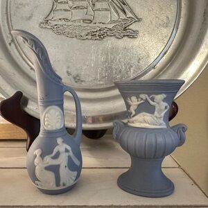 Vintage Wedgwood Jasperware Mini Pitcher & Two Handle Mini Urn
